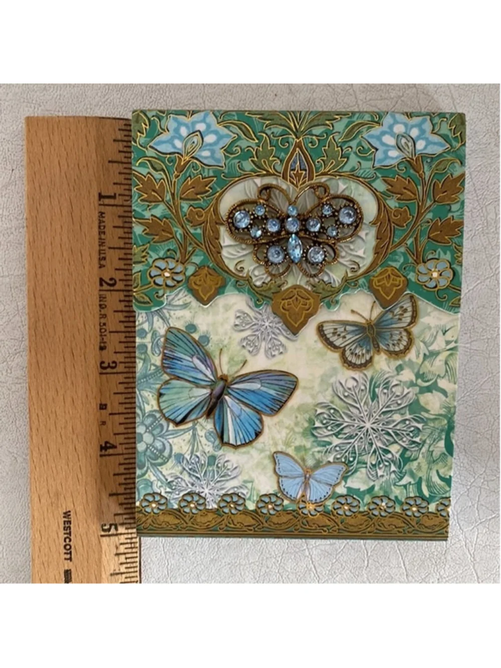 Jeweled fancy mini notebook butterfly floral design